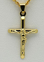 Gouden kruisje  ketting hanger met voorstelling Corpus Christi.