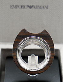 EMPORIO ARMANI DESIGN COLLECTIE ZILVER   ring  ebbenhout met zilver in exclusieve vormgeving.