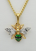 Gouden ketting hanger   insect/ vlieg/ vlinder  18 karaat goud met emaille