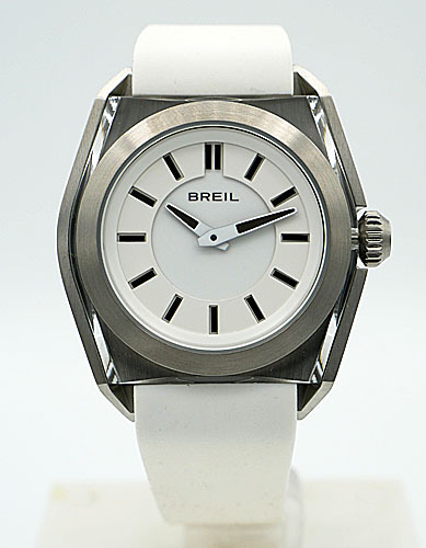 Breil design  horloge stalen kast met wit rubber band TW 809