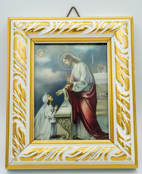 Communie schilderijtje voorstelling Jezus met meisje