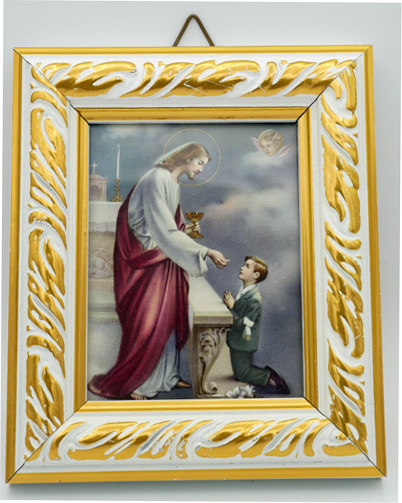 Communie schilderijtje voorstelling Jezus met jongetje