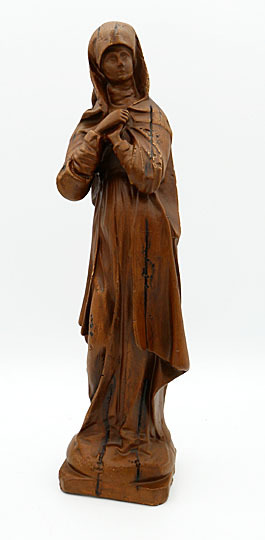 Heiligenbeeld H. Maria onder het kruis - Neurenberg afbeelding- in houtkleurig gips