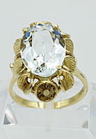 gouden ring met edelsteen ovale aquamarijn met facetslijpsel