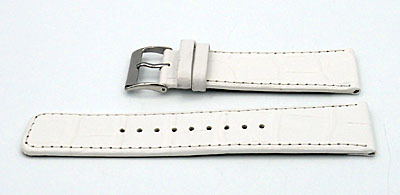 Horlogeband wit leer/ print 22 mm.