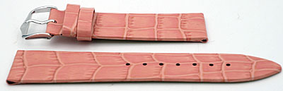 Horlogeband licht roze leer print 22 mm. Hirsch/ Louisianalook