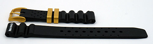 Horlogeband rubber/siliconen  zwart 16 mm. Paolo Veneto
