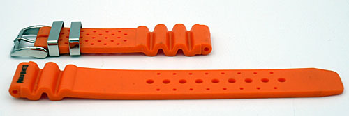 Horlogeband rubber/ siliconen oranje 18 mm. Paolo Veneto
