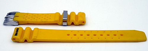 Horlogeband rubber/ siliconen geel 18 mm. Paolo Veneto