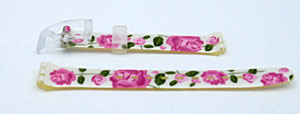 Swatch horlogebandje kunststof lady parelmoer  met roze roosjes