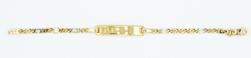 Gouden kinder / baby armbandje met plaatje wit- en geel goud 9-11 cm.